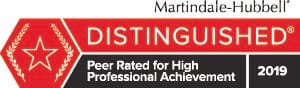Martindale-Hubbell | Distinguished | Peer Rated for High Professional Achievement | 2019