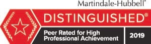 Martindale-Hubell | Distinguished | Peer Rated for High Professional Achievement | 2019